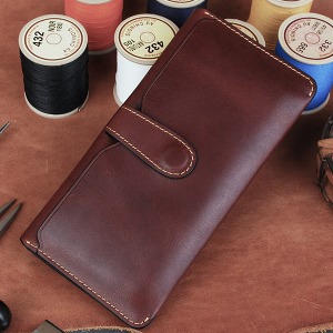 [JD-0803] 수제지갑 이태리 베지터블 에이징가죽 이니셜각인 내츄럴브라운 슬림장지갑