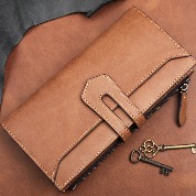 [JD-1611] 수제지갑 이태리산카프 에이징가죽 수제염색 카멜브라운 여성장지갑 이니셜각인