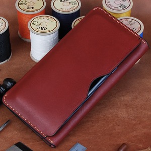 [JD-0183A] 수제지갑 이태리베지터블 에이징가죽 이니셜각인 레드브라운 장지갑