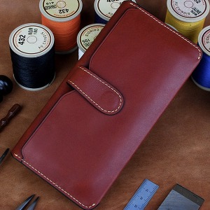 [JD-0183] 수제지갑 이태리베지터블 에이징가죽 이니셜각인 레드브라운 장지갑