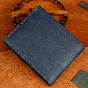[JD-2207] 수제지갑 내츄럴 네이비투톤 이태리카프가죽  이니셜각인 수제염색 신권반지갑